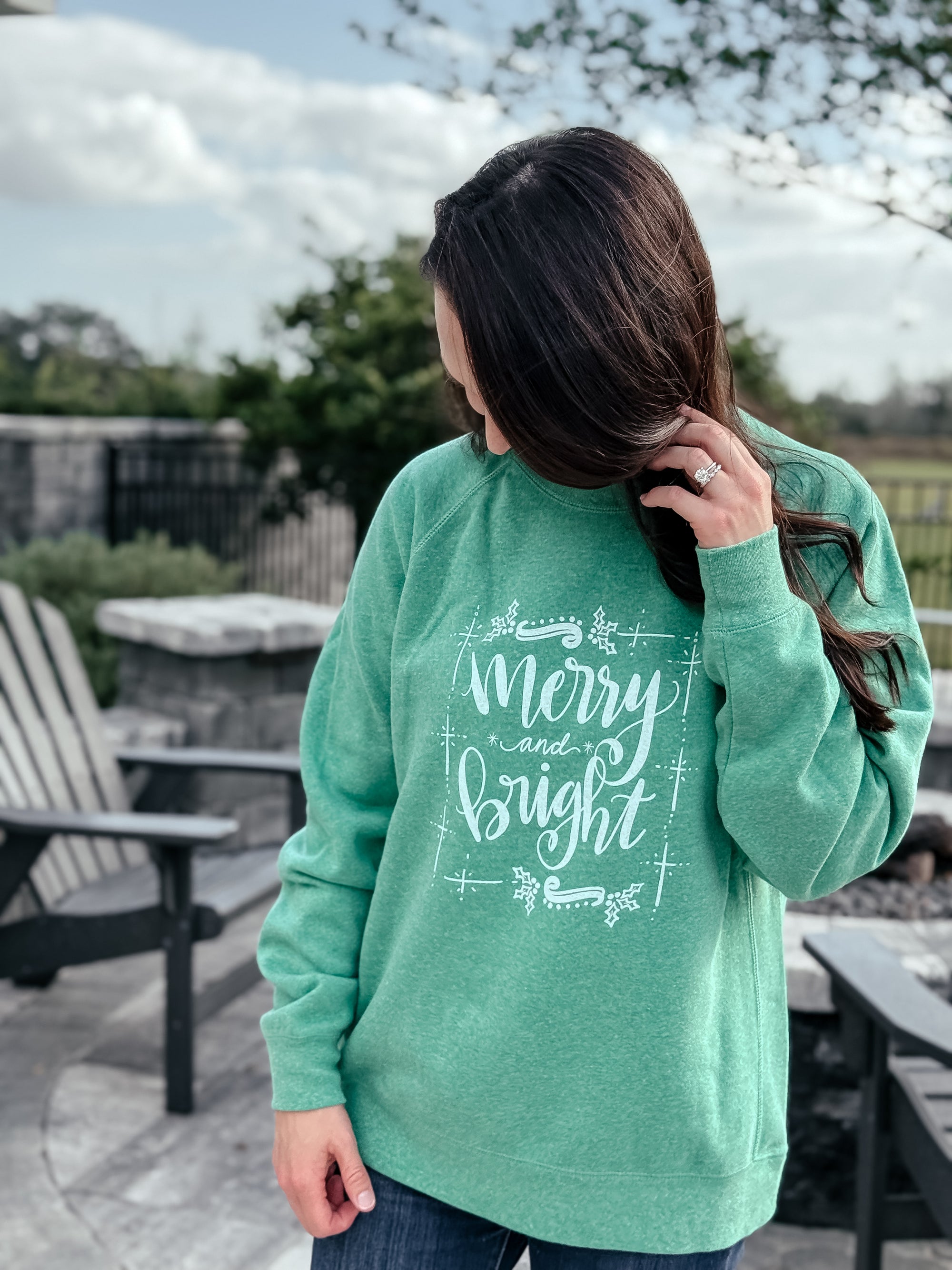 “Merry & Bright"  Green Sweatshirt